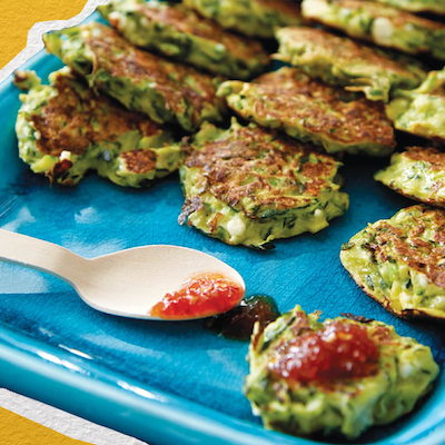 A plate of vegan courgette fritters