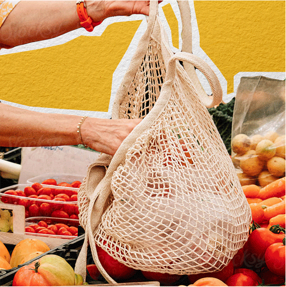 reusable shopping bag at market