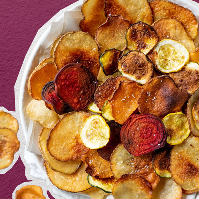 An image of vegetable crisps on a plate