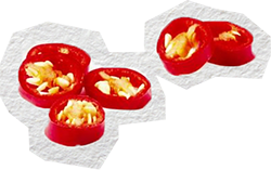 Sliced red chillis