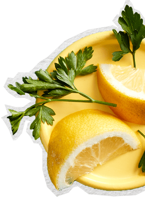 Lemon wedges with parsley
